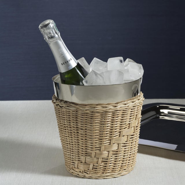 Modern The Palmier Wicker Steel Wine Bucket For Sale - Image 3 of 6