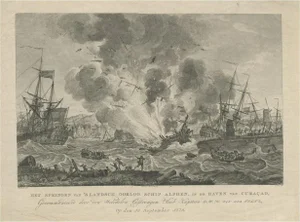 J. Allard, The Exploding of the Alphen in the Harbour of Curacao, 1779, Paper