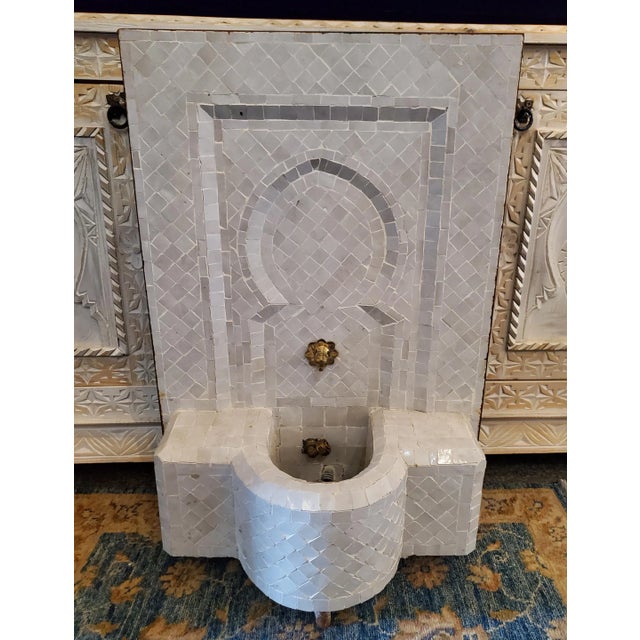 Metal Zen Style All White Moroccan Mini Fountain For Sale - Image 7 of 7