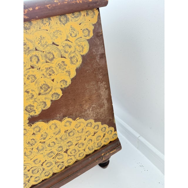 19th Century Folk Art Dome-Top Wallpaper Travel Chest, 1878 For Sale - Image 9 of 18