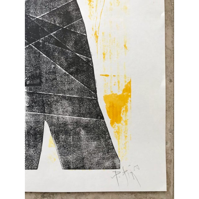 Pablo Pino - Hand Signed Abstract Linocut Print "Figura" by Spanish Artist For Sale - Image 4 of 6