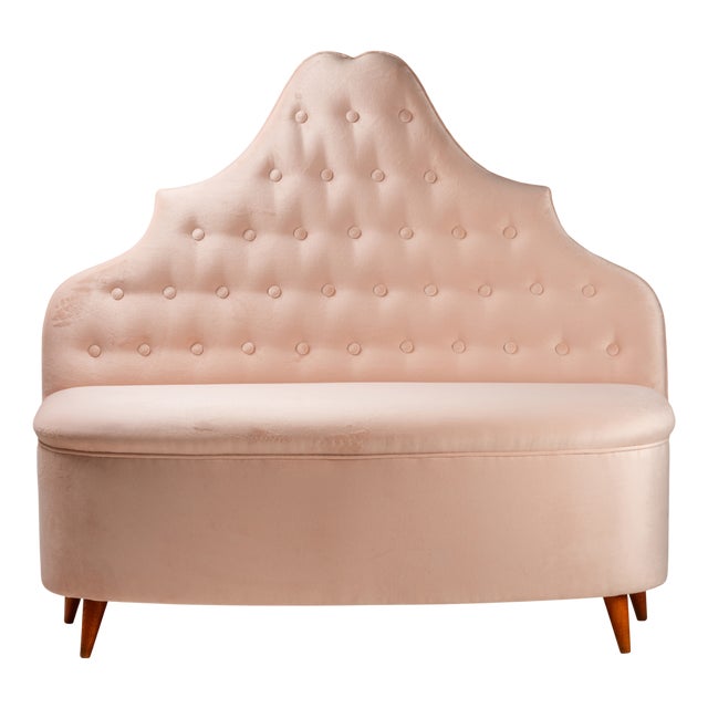 Pink Velvet Bench Seat For Sale
