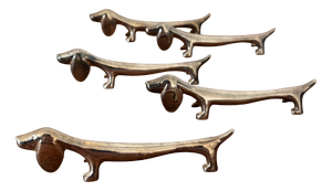 Vintage Dachshund Knife Rests in Metal, 1980s, Set of 5