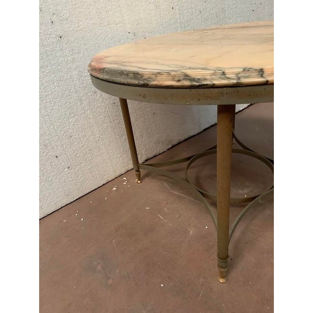 Louis XVI style side table Flute in fluted brass Breccia marble top Good condition Dimensions: H 42 x W 64 cm 20th century