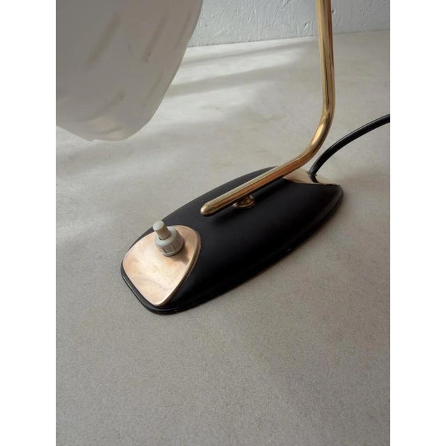 Vintage Brass and Frosted Glass Table Lamp For Sale - Image 3 of 11