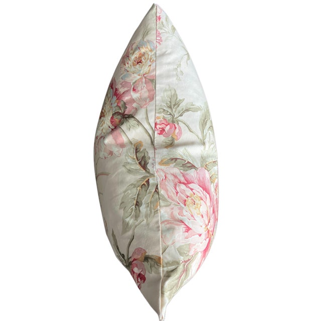 Late 20th Century Vintage Handmade Waverly's "Forever Yours Peony" Fabric Down Throw Pillow For Sale - Image 5 of 10