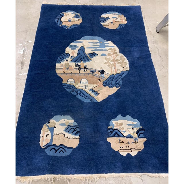 Chinese 1900s, Handmade Antique Peking Chinese Rug 4.1' X 6.2' For Sale - Image 3 of 8
