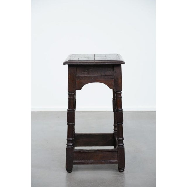 Antique English Oak Side Table or Stool, 18th Century For Sale - Image 3 of 15