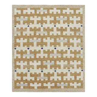 Rug & Kilim’s Scandinavian Style Rug in Beige-Brown and White Geometric Patterns - 5x8 For Sale