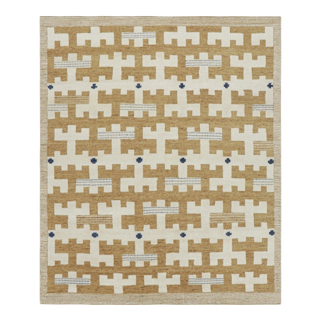 Rug & Kilim’s Scandinavian Style Rug in Beige-Brown and White Geometric Patterns - 5x8 For Sale