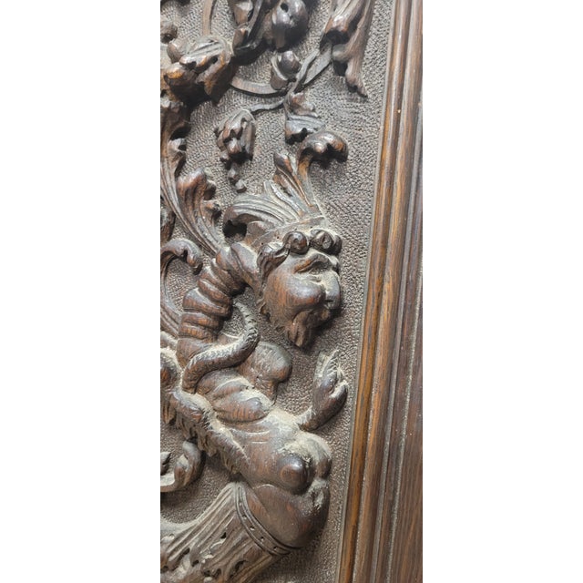 Pair Antique Ornately Carved Lion Panels For Sale - Image 9 of 13