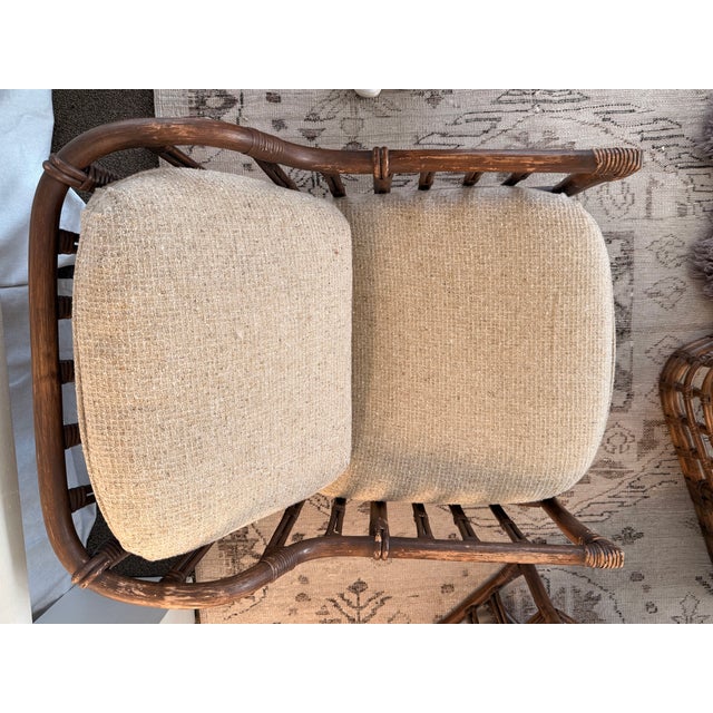 Wood 1960s Set of MCM Ficks Reed Lounge Chairs and Coffee Table - Rattan Reed Bamboo Boho Coastal For Sale - Image 7 of 16