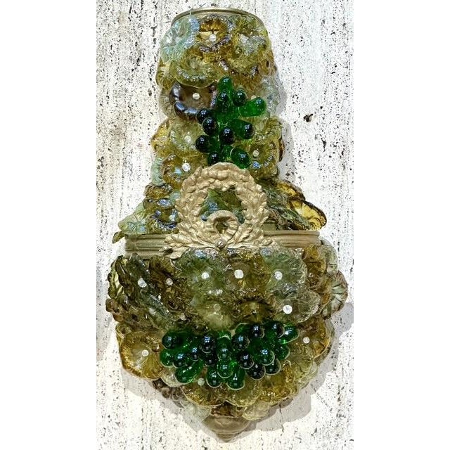 Hollywood Regency Vintage Italian Murano Glass Flower Sconce - A Pair For Sale - Image 3 of 12