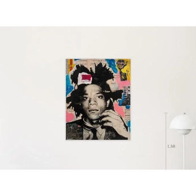 Jean-Michel Basquiat Pop Art. Acrylic and silkscreen on canvas. Ready to hang with a signature at the back.