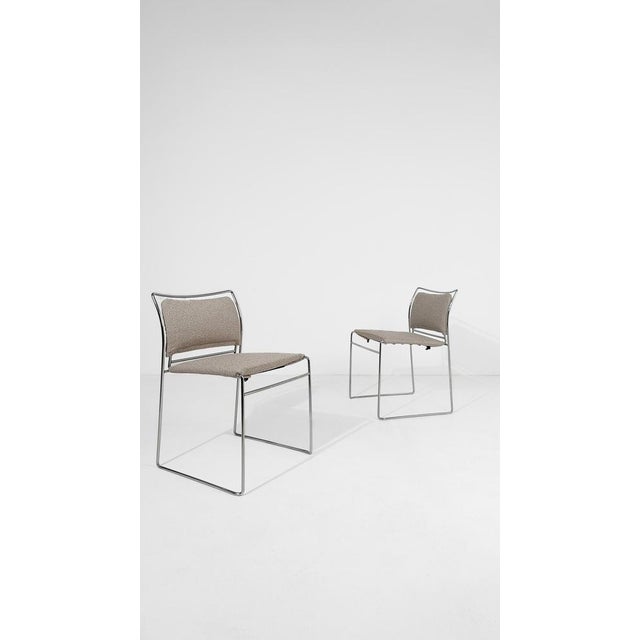 Stackable Chrome Chairs with Ecru Bouclé Seats by Kazhide Takahama for Simon Gavina, 1970s, Set of 8 For Sale - Image 12 of 18