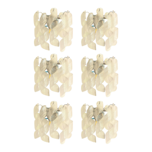 Set of 6 Transparent “Ricci” Murano Glass Wall Sconces in Mazzega Style Wall Lights