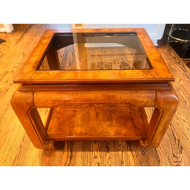 Late 20th Century Chinoiserie Chow Leg Ming Style Large Square Coffee & End Table Attributed to Schnadig Intl. Furniture For Sale - Image 6 of 12