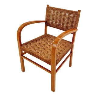 Vintage Bauhaus Papercord Armchair by Ehrich Dieckmann, 1930s For Sale