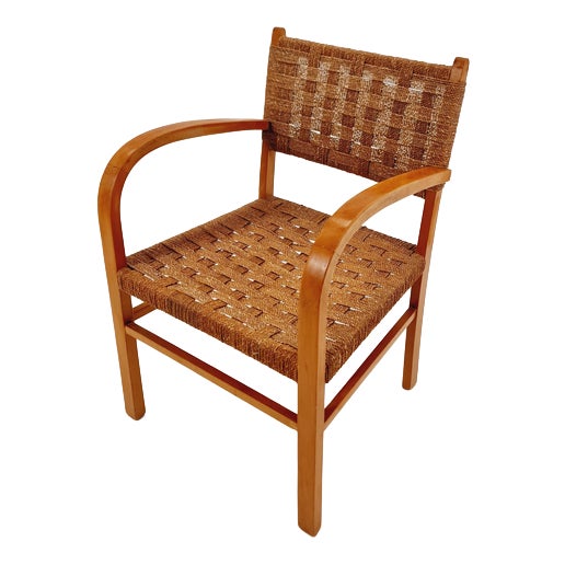 Vintage Bauhaus Papercord Armchair by Ehrich Dieckmann, 1930s For Sale
