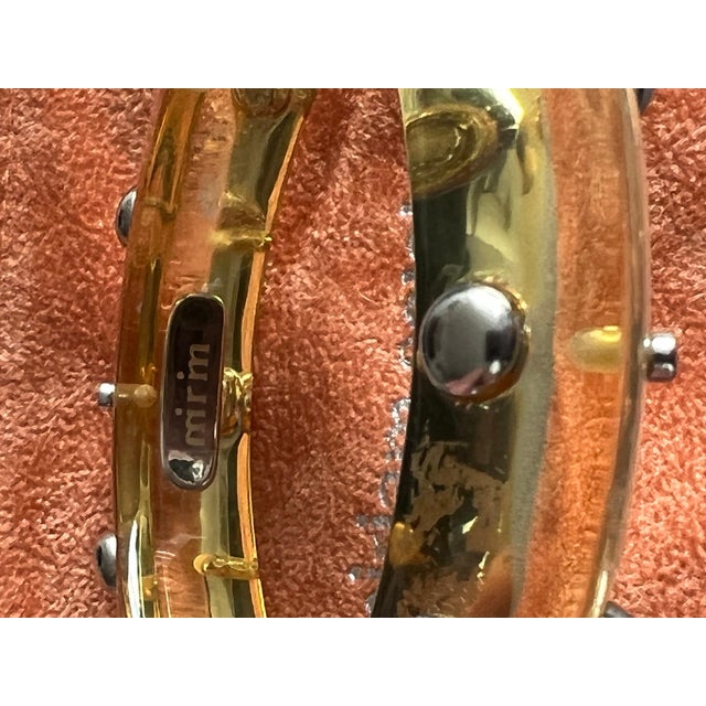 Miriam Salat Studded Translucent Vintage Resin Bangle Silver & White Topaz For Sale - Image 10 of 18