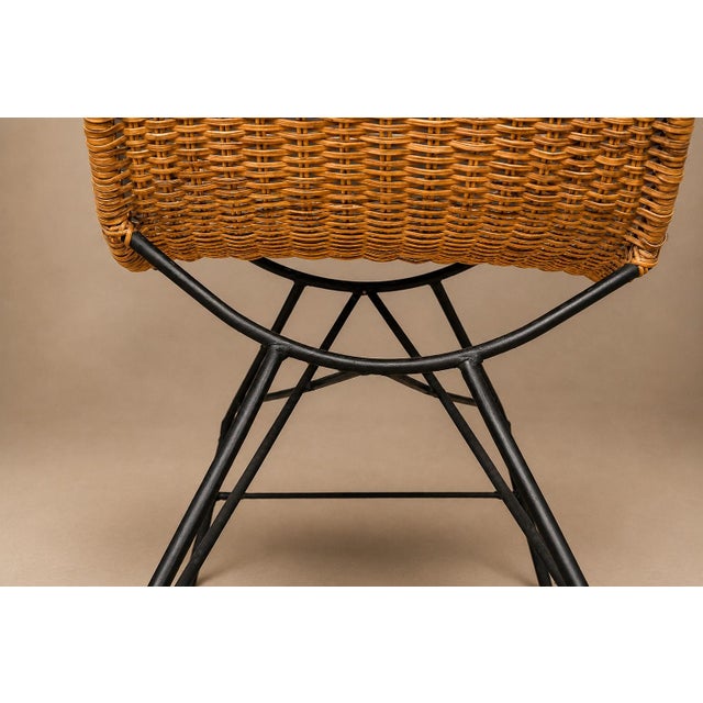 Brazilian Modern Rocking Chair in Metal, Wicker & Green Mohair by Carlo Hauner, 1950s For Sale - Image 11 of 18