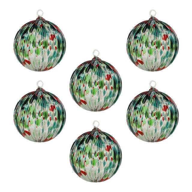 Holiday Traditions Handmade Glass Ornament Set 20 point mold, Set of