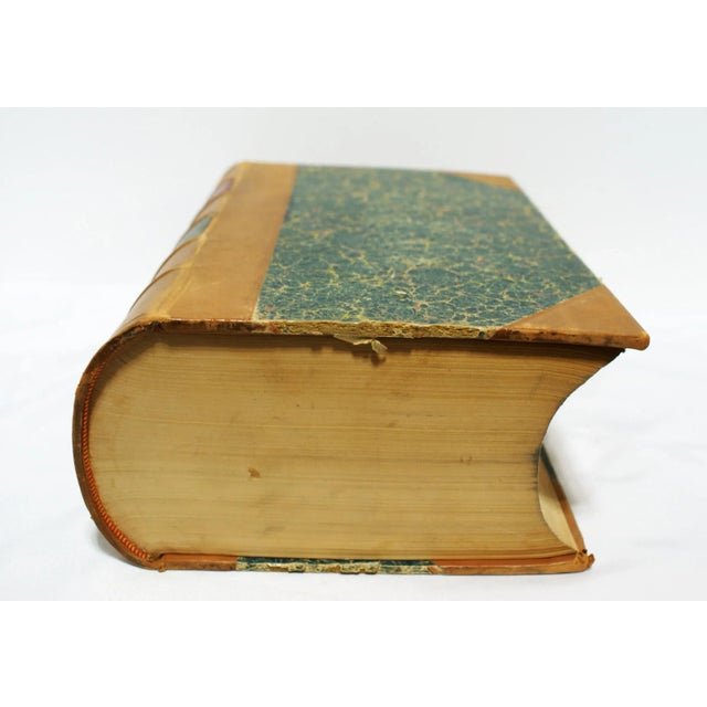 English Antique Tan Leather Public General Acts Marble Paper Book London 1935 For Sale - Image 3 of 11