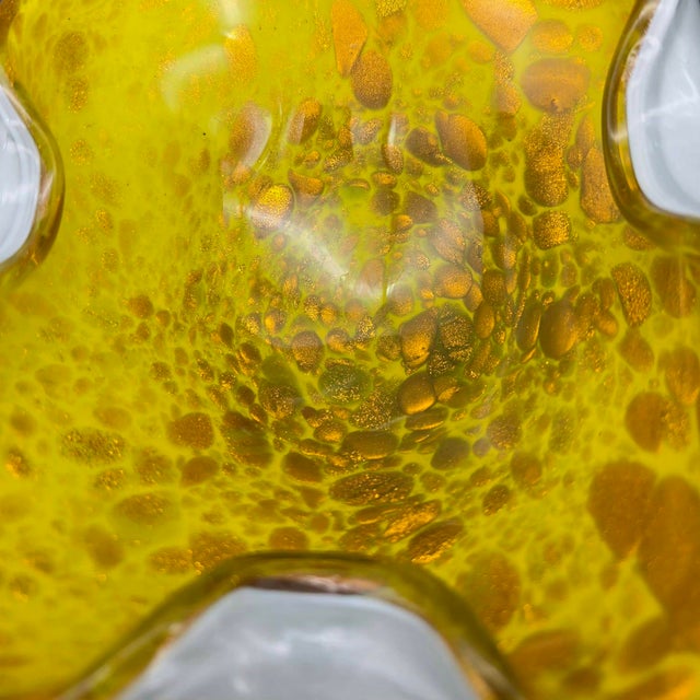 Electric Yellow Mid 20th Century Murano Glass Decorative Bowl For Sale - Image 8 of 11