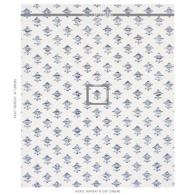 Casa Cosima Starmount Headboard in Schumacher Rubia Embroidery, Blue - Queen For Sale - Image 4 of 6