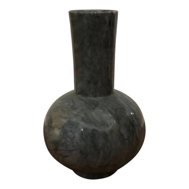 1990s Two-Tone Grey Marble Bottleneck Vase For Sale