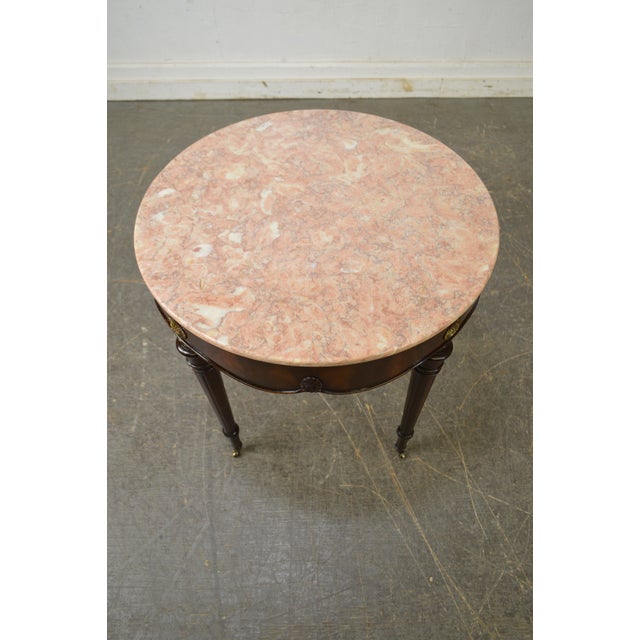 Weiman 1950s Flame Mahogany Round Regency Style Marble Top Side Table Chairish