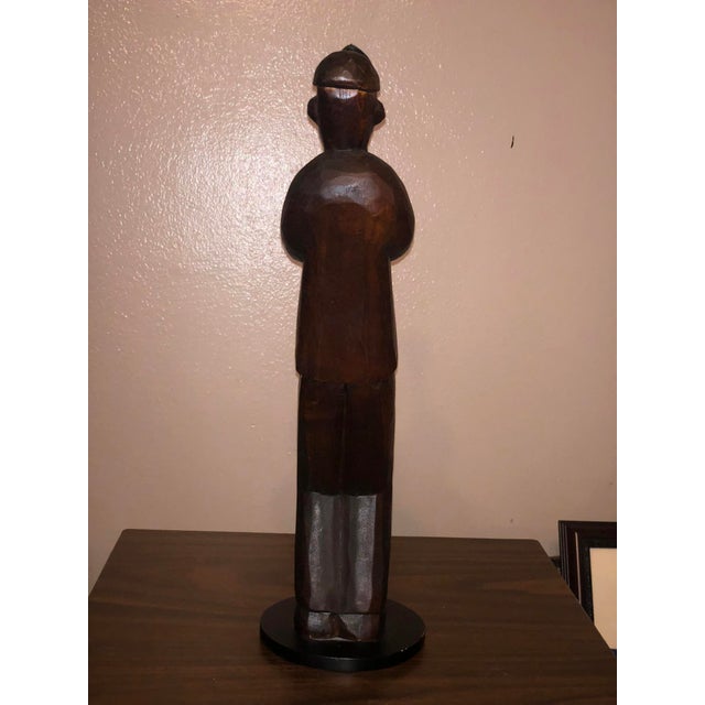 1970s Mid-Century Modern Hand-Carved Wood & Metal Jazz Trumpeter Sculpture – 16.5" For Sale - Image 5 of 8