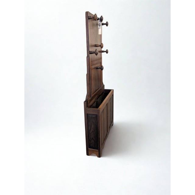 Brown 1980s Early Edwardian Hall Tree With Storage and Coat Hooks For Sale - Image 8 of 8