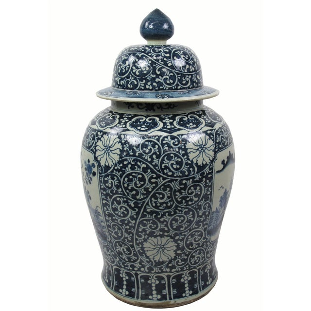 Ceramic Chinese Grand Blue and White Porcelain Ginger Jar For Sale - Image 7 of 11