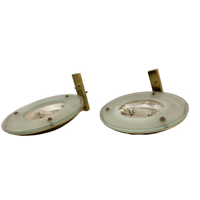 Italian Large Mid-Century Brass Sconces, 1950s, Set of 2 For Sale In Los Angeles - Image 6 of 9