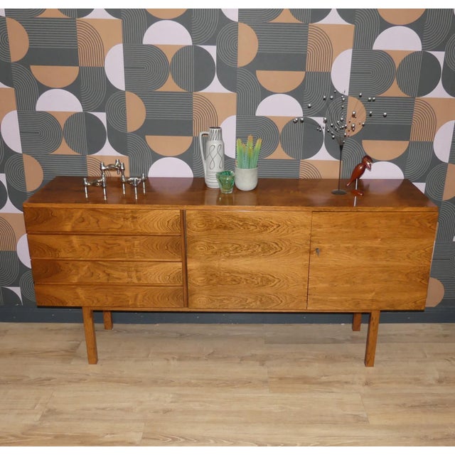 Mid-Century Modern Santos Rosewood 4-Drawer Sideboard with White Interior, 1960s For Sale - Image 9 of 18