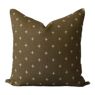 Savannah Cross // Tobacco by Lauren Servati Textiles Pillow For Sale