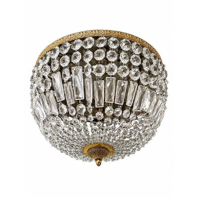 1980s Empire Ceiling Lamp in Crystal and Gilded Bronze, 1980s For Sale - Image 5 of 9