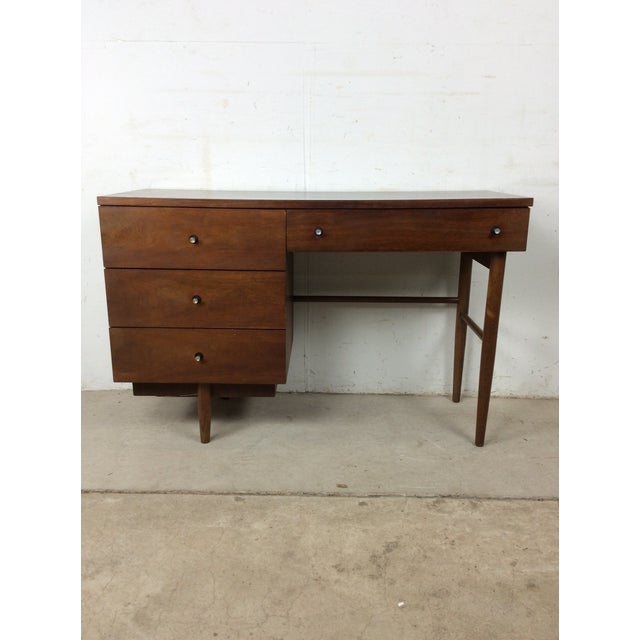 1960s Mid Century Modern Four Drawer Writing Desk With Chrome Hardware by Stanley Furniture For Sale - Image 5 of 10