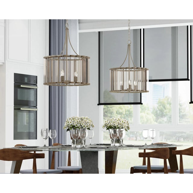 Silver Bridgewater 3-Light Glass Statement Chandelier For Sale - Image 8 of 9