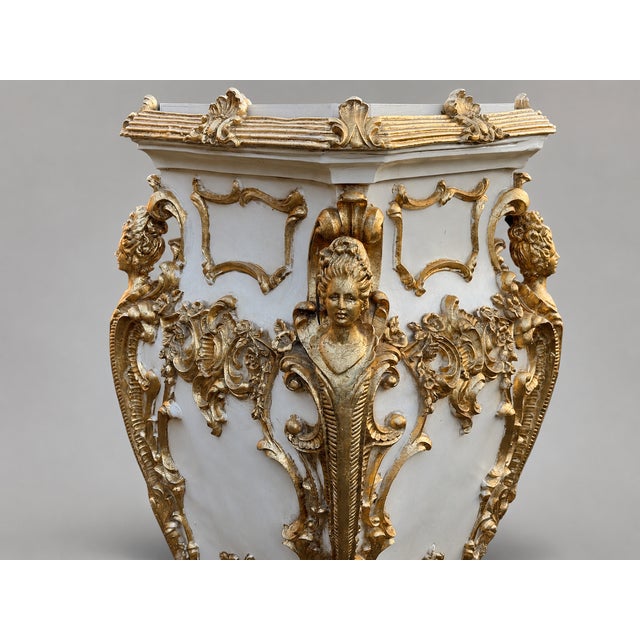 Late 20c Italian Baroque Cream Gold Pedestals - Pair For Sale - Image 11 of 18