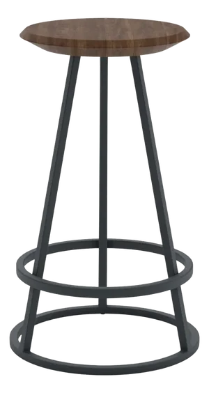 Slate Grey Metal Gustave Bar Stool in Natural Walnut by Harto