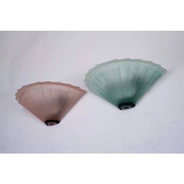 Italian Sconces in Thick Pink and Green Murano Glass by De Majo, 1980s, Set of 2 For Sale - Image 6 of 10