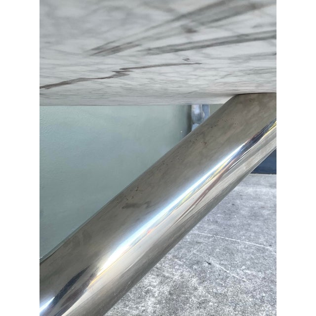Vintage Italian Minotti Chrome and Marble Table For Sale - Image 12 of 12