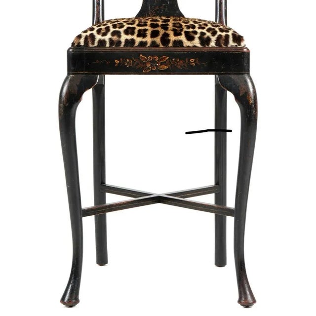 Black Chinoiserie Diminutive Tall Desk Chair, C1890-1910 For Sale - Image 8 of 11