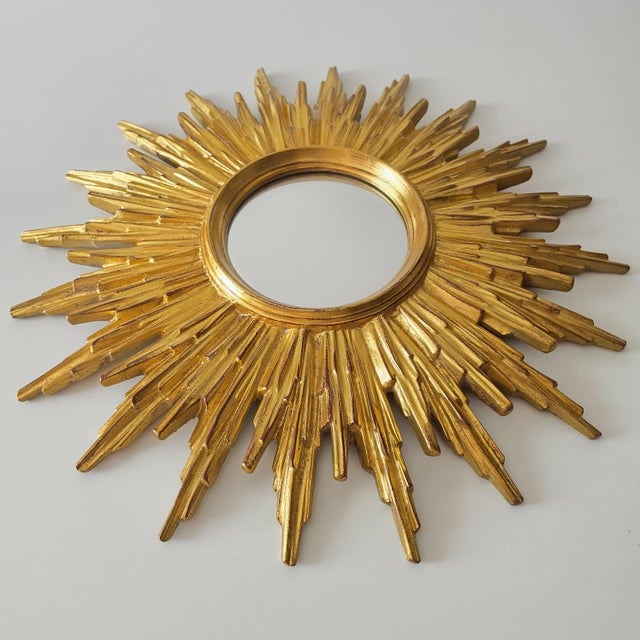 Gold Gilded Sunburst Wall Mirrors, Belgium, 1970s For Sale - Image 8 of 15