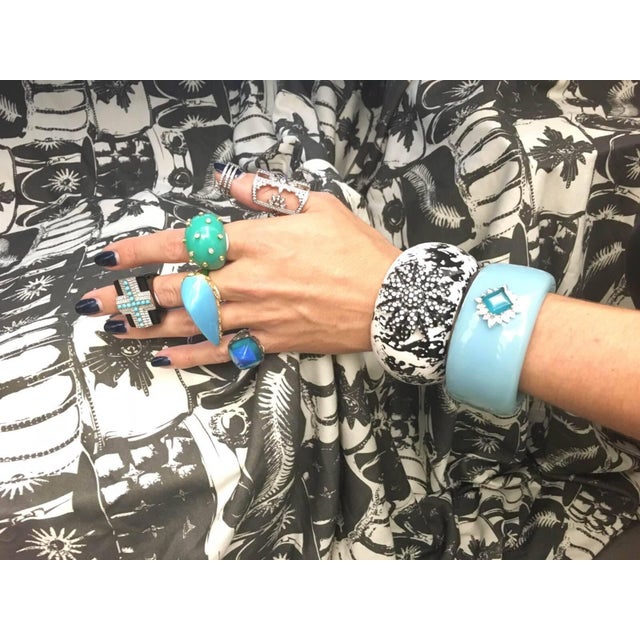 Miriam Salat "St Tropez" multi color translucent Resin & White Topaz Ring For Sale - Image 13 of 18