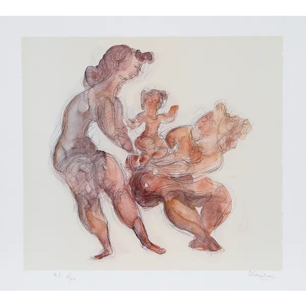 Chaim Gross, "Playing Mother," Lithograph For Sale