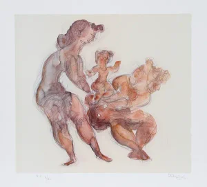Chaim Gross, "Playing Mother," Lithograph