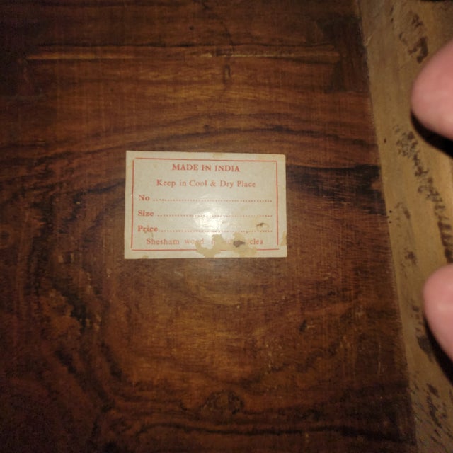 Vintage Anglo Indian Mughal Teak Inlaid Round Side Table For Sale In Atlanta - Image 6 of 6